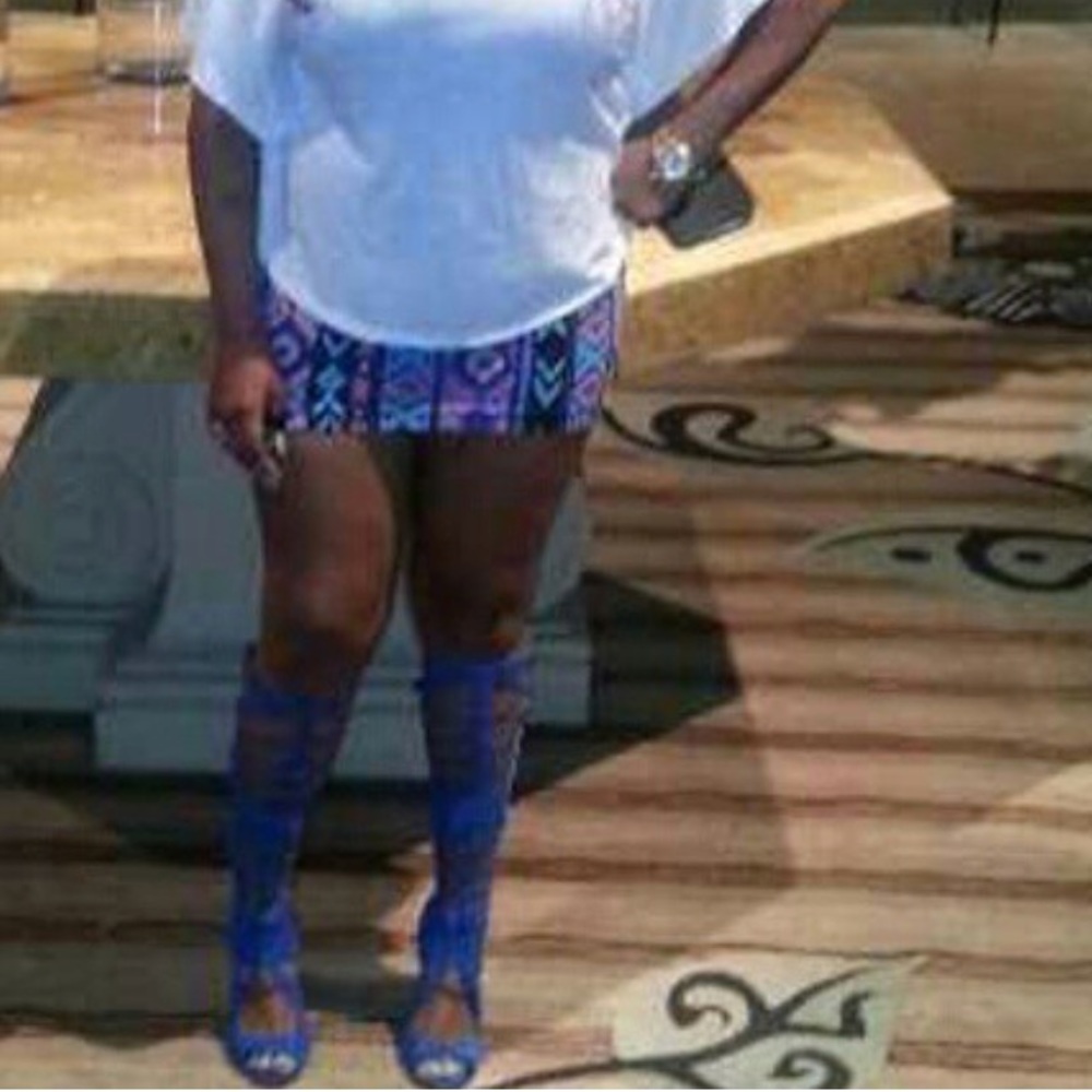 Cobalt blue gladiator heeled sandals